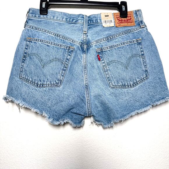 Levi’s 501 High Rise Distressed Denim Cutoff Shorts Raw Hem Size 30 - Picture 8 of 9